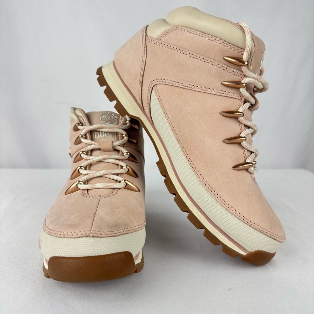 Timberland Pink Euro Sprint Mid Hiker Boots -Leather